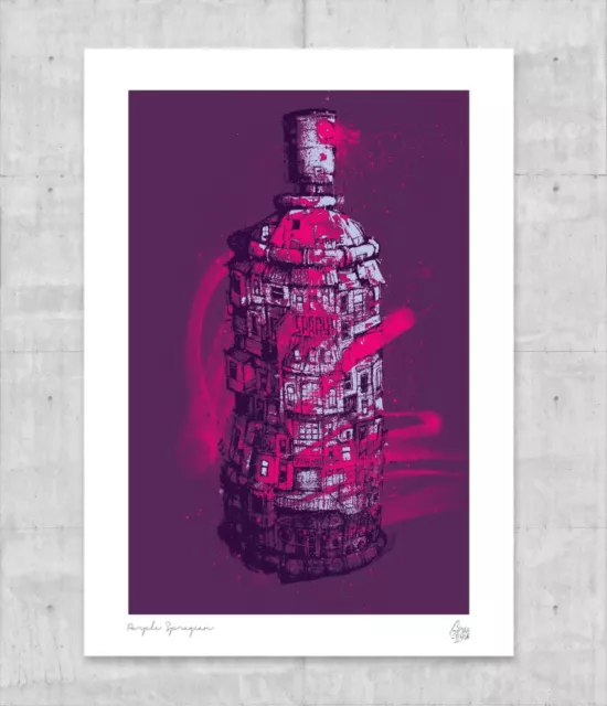 PURPLE SPRAY - Affiche A4 (GRAFFMATT) Streetart art urbain reproduction d'art