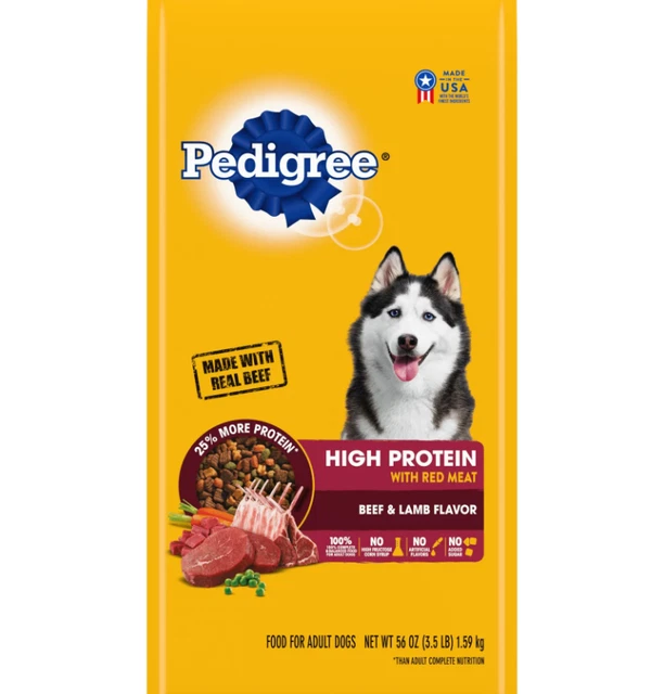 Pedigree High Protein Beef & Lamb Dry Dog Food for Adult Dog, 3.5 lb. Bag