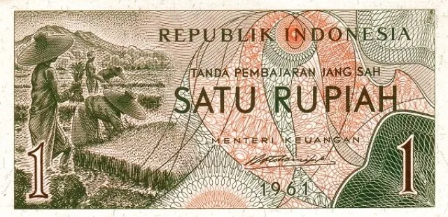 Indonésie- Indonésia 1961 billet neuf de 1 rupiah pick 78 UNC Uncirculated