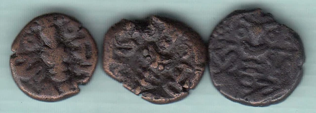Anceint India, Kings of Kashmir,Didda Rani (979-1003) 3pices Verity copper coins