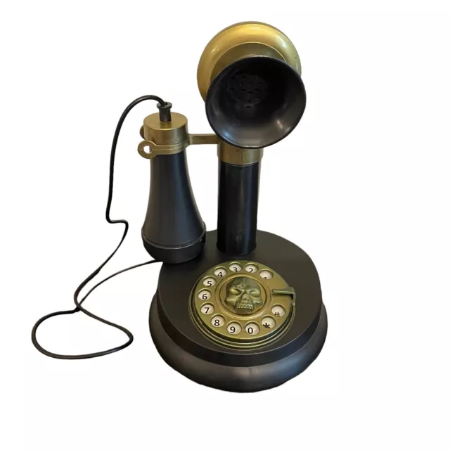 Scary Spooky Haunted Skull Halloween Animated Talking Candlestick Telephone