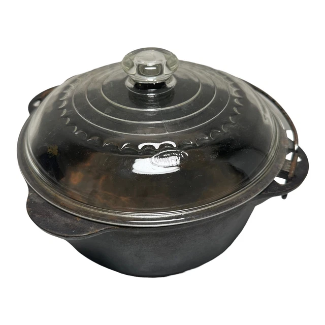 VTG GRISWOLD / Wagner Ware 1278 A Cast Iron 5Qt Dutch Oven w/ Glass