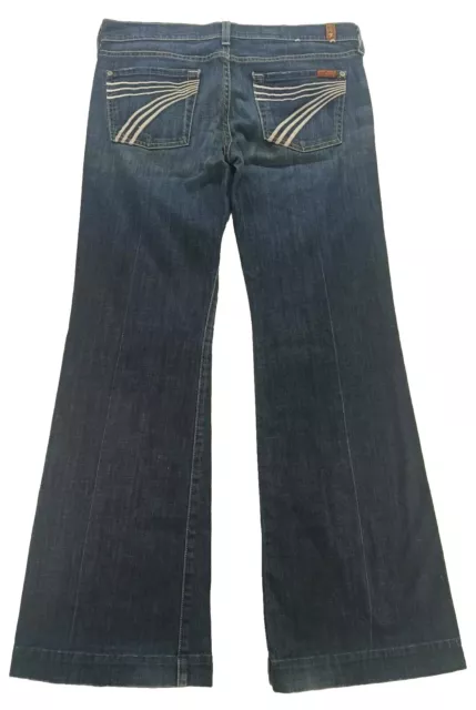 7 For All Mankind DOJO Low Rise Wide Leg Trouser Jeans Blue Dark Wash Size 33×30