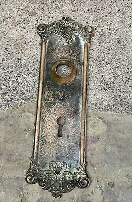 Large Heavy Antique Brass Victorian Entry Door Knob With Back Plate￼ 3
