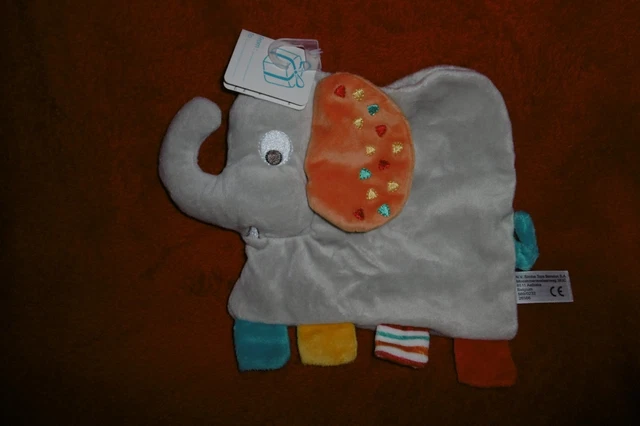 Nicotoy Simba Toys Doudou Elephant Plat Gris Orange  Neuf