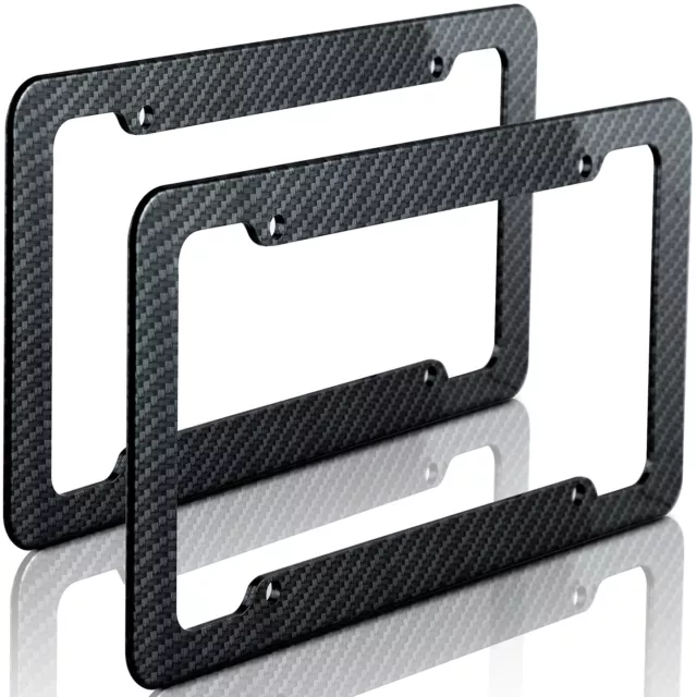 2pc Plastic Carbon Fiber Style OxGord License Plate Frames for Auto-Car-Truck-C