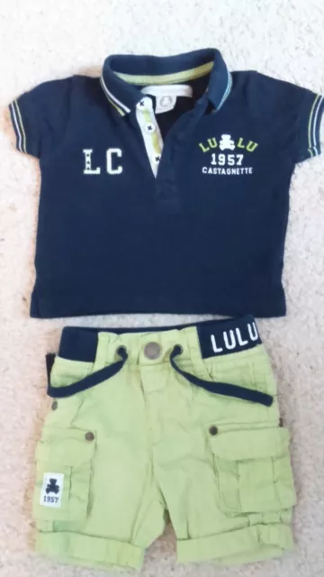 Ensemble Ete Garcon Short + Polo  " Lulu Castagnette "   3 Mois Idee Cadeau