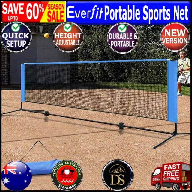 Everfit Portable Sports Net Stand Badminton Volleyball Tennis Soccer 3M 3FT Blue