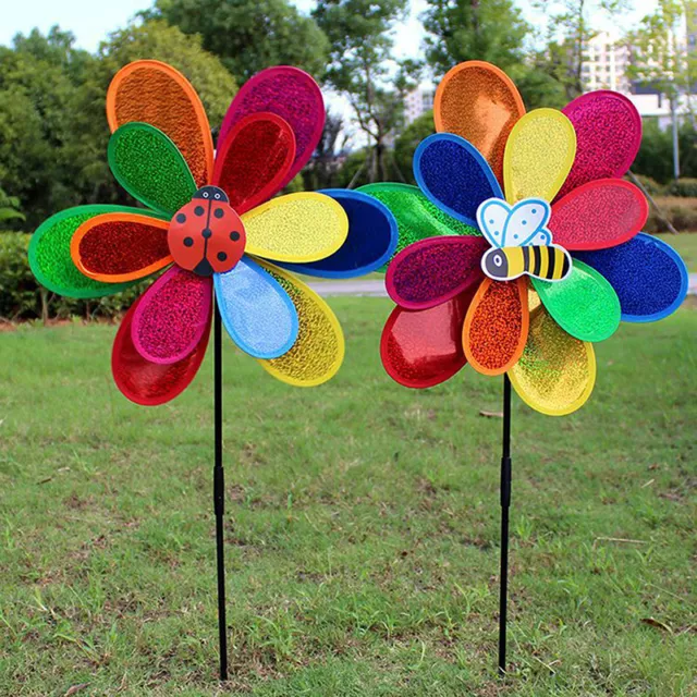 1PC Colorful Sequins Windmill Wind Spinner Kids Toy Home Garden Yard Decorat DL