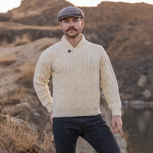 SAOL Irish Fisherman Sweater Men's Half Zip Cable Knit Pullover