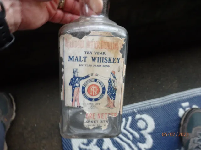Theodore Netter Distilling, Philadelphia, Pa., Clear, Whiskey Bottle