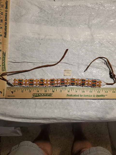 Vintage Native American Indian Seed Bead Beaded Belt Sash Head Band 13” Vintage Native American Indian Seed Bead Beaded Belt Sash Head Band 13”