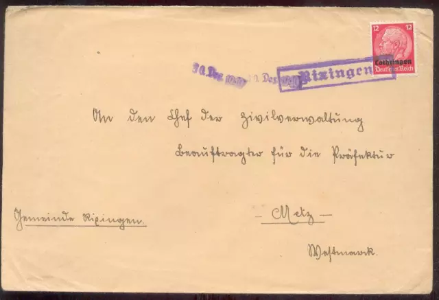 Besetzung Ii Wk Lothringen 1940 Rixingen Bedarfsbrief Notstempel(A5874