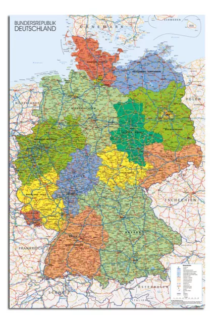 Germany Map Wall Chart Maxi Poster New - Laminated Available