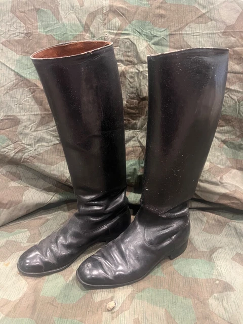 ORIGINAL WW2 GERMAN Wehrmacht Black Leather Officer Boots In Good original-ww2-german-wehrmacht-black-leather-officer-boots-in-good