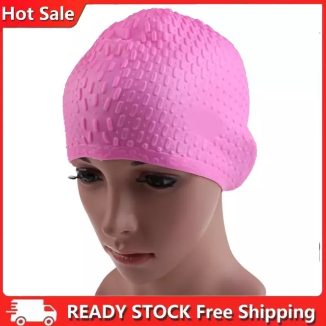 Unique Adult Swimming Cap Waterproof Silicon Waterdrop Cover Pink