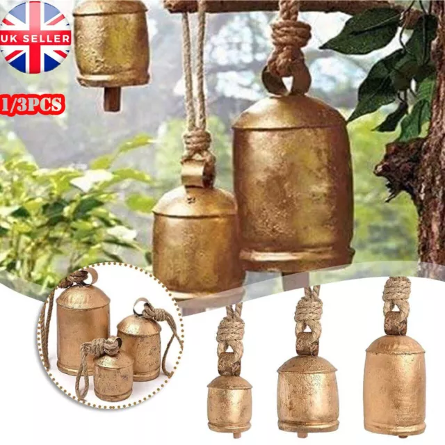 1/3X Giant Harmony Cow Bells Large Vintage Handmade Rustic Lucky Christmas UK