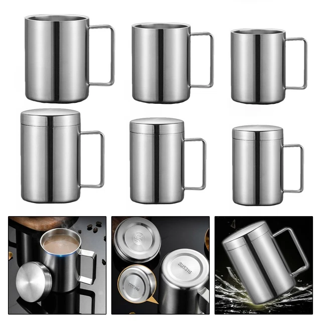 Tazza in acciaio inox argentato con poignée, per bar, arredamento dell