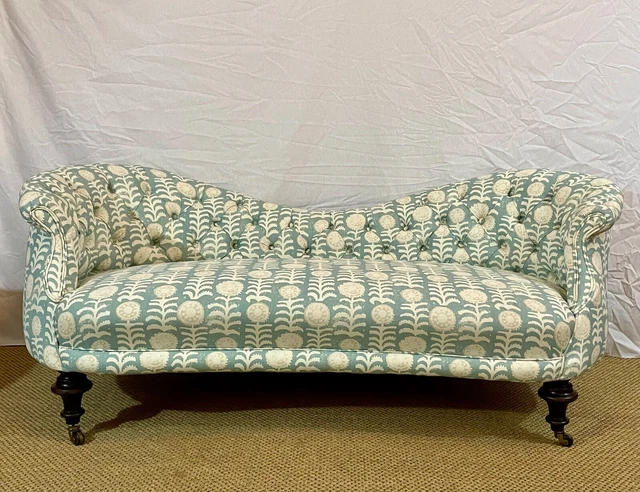 Double Spoon Back Antique Sofa – Re-covered in Penny Morrison