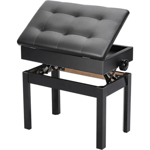 Adjustable Piano Stool with Under Seat Storage, Padded Keyboard Bench for Makeup