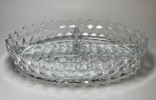 Vintage Fostoria American Oval Relish Dish Divided 10" Serving Bowl