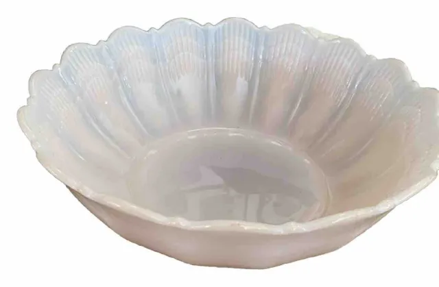 Cambridge Milk Glass Pink Crown Tuscan Seashell Sea Shell Bowl Large 3