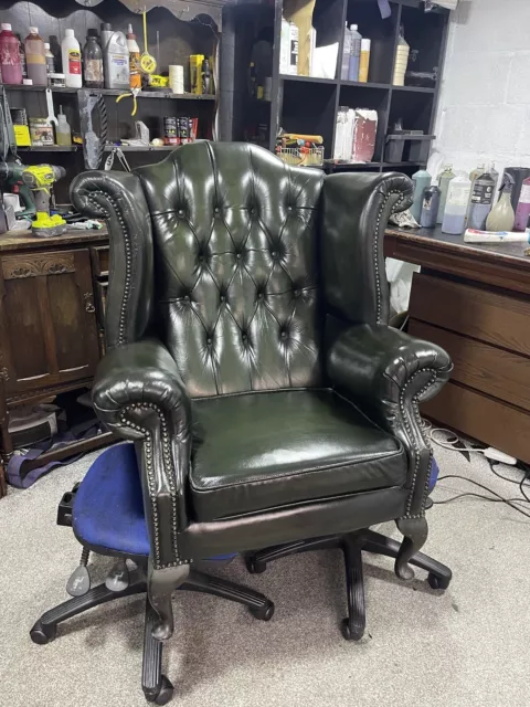 Green leather chesterfield  Wingback Chair UK DELIVERY £60