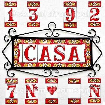 Spanish Ceramic tile letters - House ceramic numbers - Numbers and Letters -