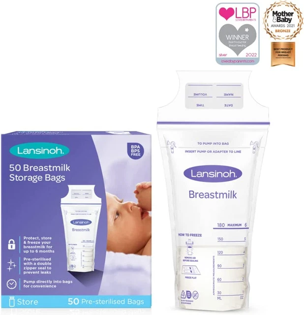 Bolsas de almacenamiento de leche materna Lansinoh bolsas de leche materna (paquete de 50 piezas)