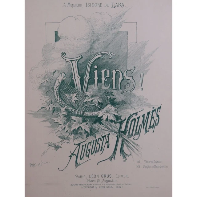 HOLMÈS Augusta Viens ! Chant Piano 1892