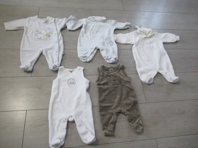 bébé mixte : Lot de 5 pyjamas en velours jaune bleu clair taupe absorba  1 mois