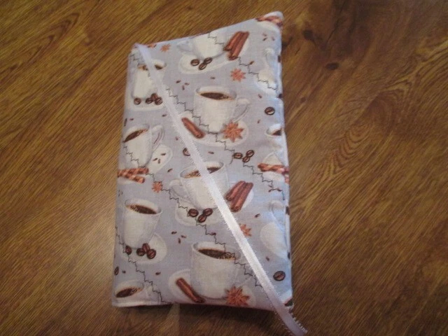 Hot Coffee & Good Book Print Handmade Quilted Reg Size Paperback Book Cover