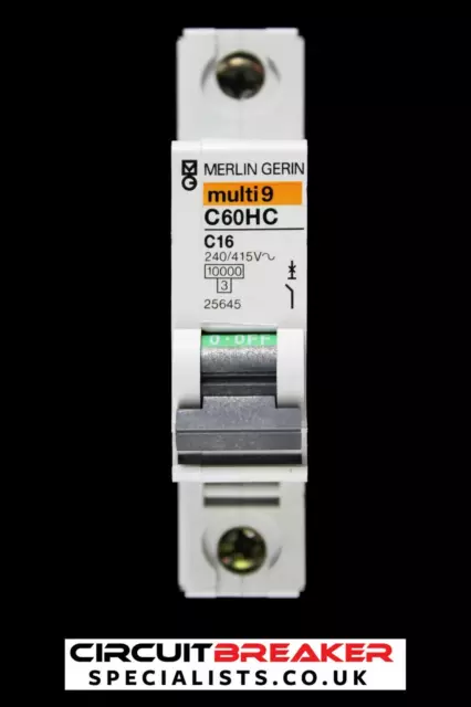 Merlin Gerin 16 AMP CURVE C 10kA MCB UNTERBRECHUNGSSCHALTER C60HC 25645 MULTI9