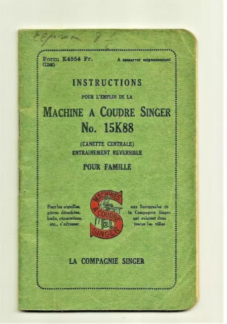 Máquinas de coser SINGER - Folleto verde de instrucciones de trabajo SINGER...