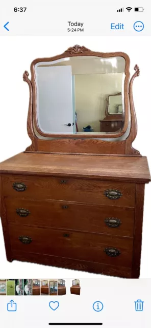 antique oak dresser with harp mirror