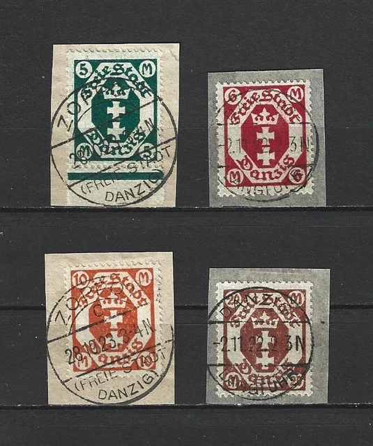 Danzig, Gdansk, 1922 Michelnummern: 108 - 111 o, sauber und lesbar gestempelt o