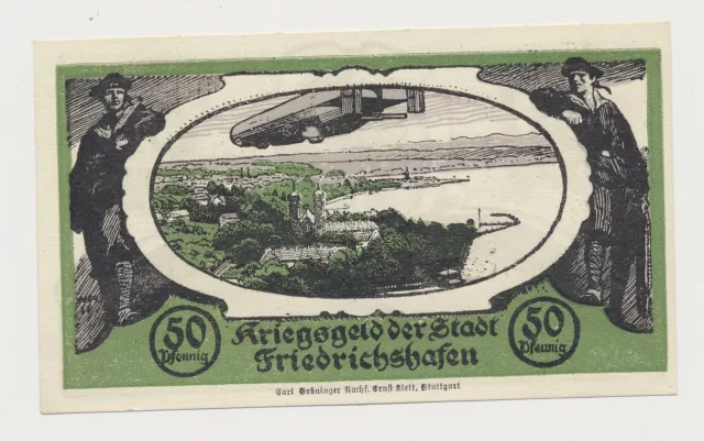 Friedrichshafen  Kriegsgeld  1920  50  Pfennig  ohne  KN  Notgeld  Zeppelin (662 3