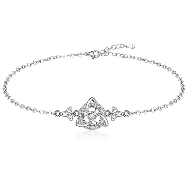Celtic Knot Bracelet for Women 925 Sterling Silver Trinity Irish Bracelet Tri...