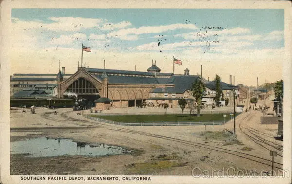 1924 Sacramento,CA Southern Pacific Depot California Frank Mcdougal Postcard