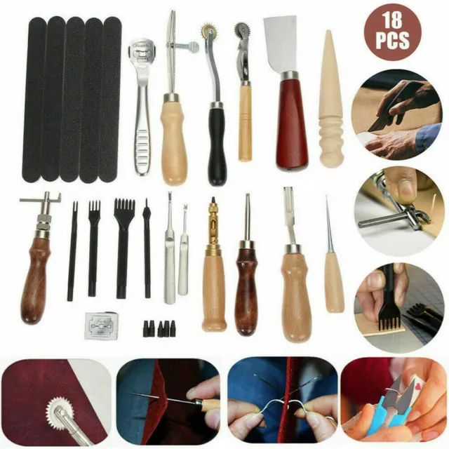 18pcs Leder Craft Werkzeuge Set für Hand Nähen Nähen Leder Handwerk DIY Werkzeug 2