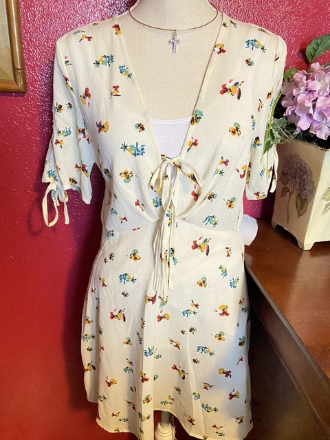 Woman’s Dress by Lunik Beautiful Floral Summer Tie Detail Sz L Roxy Rose