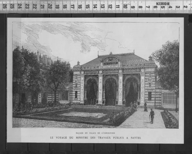 G380 / Gravure 1888 / Facade Du Palais De L Exposition A Nantes