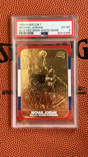 1998 Fleer 23KT Gold 86 Fleer Official Rookie Reprint Michael Jordan #58 PSA 6