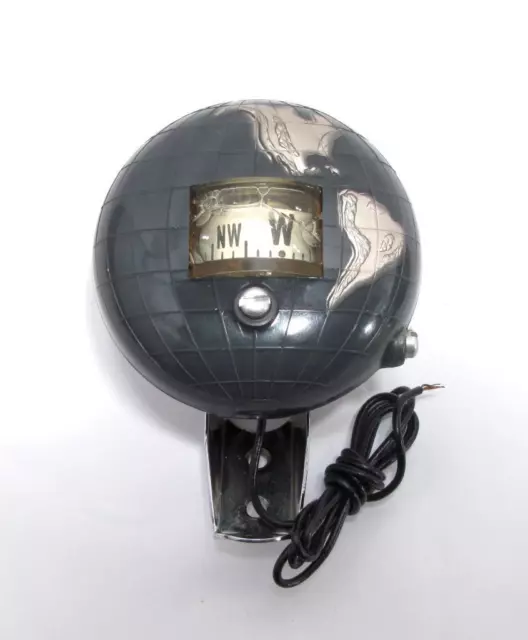 Vintage Franklin Auto Compass NOS in Box Illuminated Gray Globe Dash Accessory