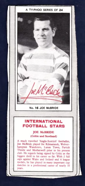 TYPHOO 1967 INTERNATIONAL STARS-#16-CELTIC & SCOTLAND-JOE McBRIDE