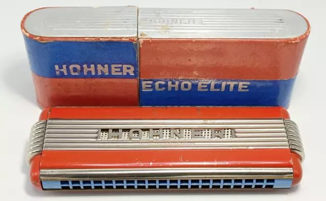 Hohner Echo Elite, Harmonica Vintage Double Sided Mouth Organ. Boxed. Note C/G