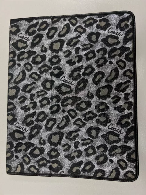 COACH BLK/Silver SIGNATURE LOGO LEOPARD iPAD 1, 2, 3, 4 CASE STAND