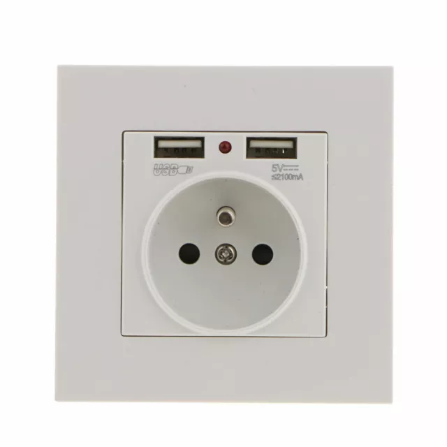 Prise Murale USB Electrique 16A/5V Prise EU 2