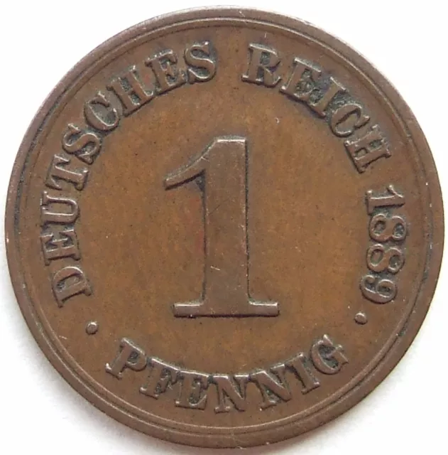 Moneta Reich Tedesco Impero Tedesco 1 Pfennig 1889 F IN Extremely fine
