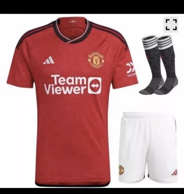 NEW Manchester United HOME 2023 2024 Football KIT sizes 5-13 INC Socks